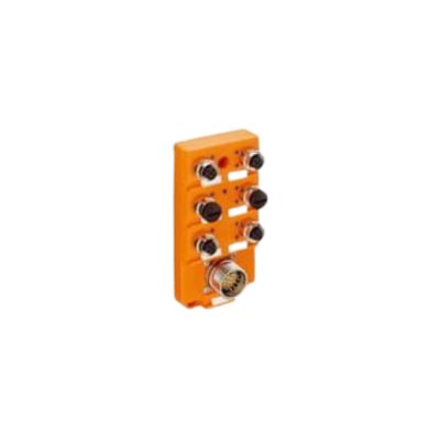6-poorts M12 actuator/sensor-verdeelbox met LED en M23-snelkoppeling voor besturingskabel